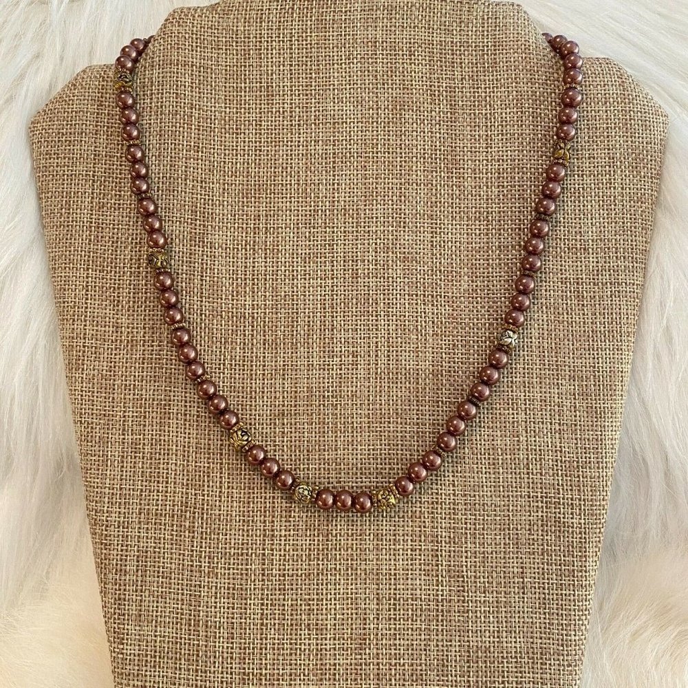 Boho‎ Metallic Glass Bead Necklace Fairy Peasant Minimalist Coastal Cowgirl 6169
